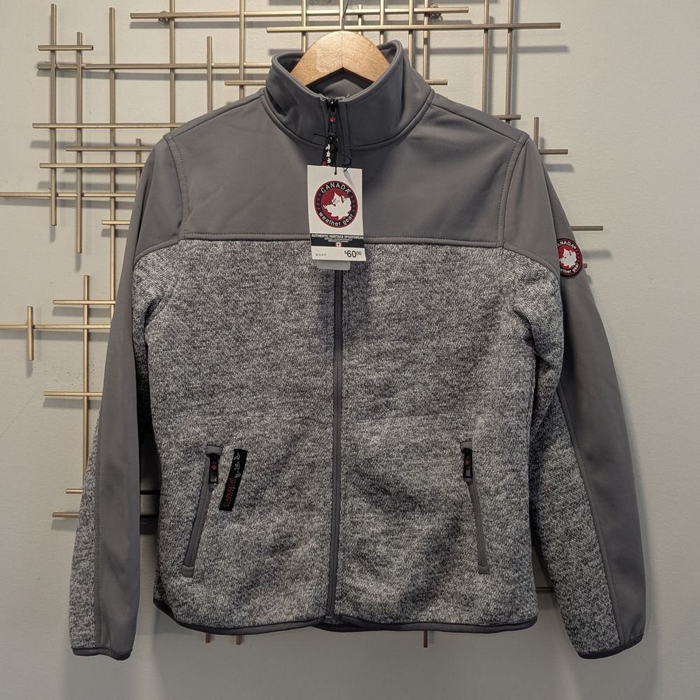 Canada Weathergear Full Zip Jacket Heathered Gray Softshell‎ Blend Women's Sz L